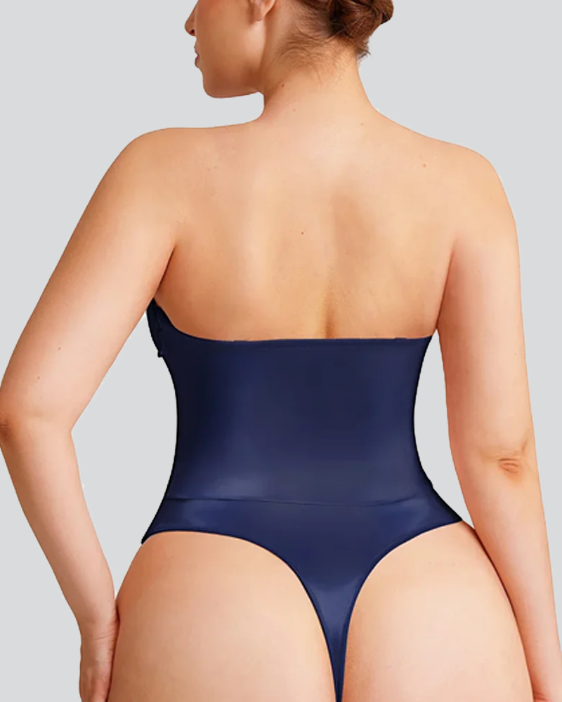 Detachable Shoulder Straps Lace‑Up Tight Body Shaper Bodysuit（Pre‑Sale）