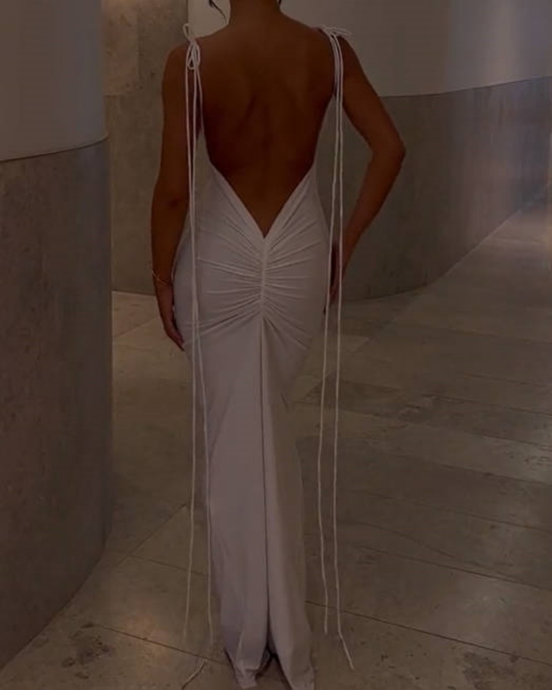 Women's Fashionable Slim Slip Maxi Dress-Curvy-Faja