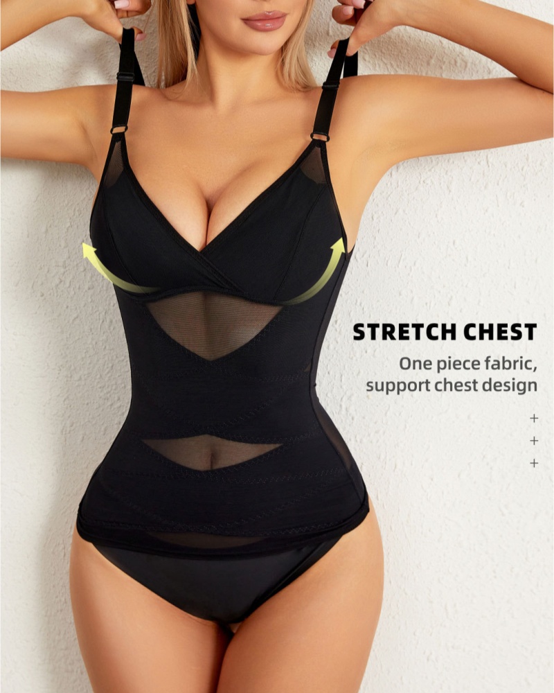 Women Tummy Control Shapewear Compression Tanks Cami Tops V-Neck Camisoles with Built in Bra-Curvy-Faja