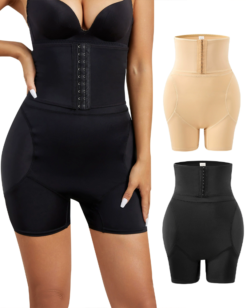 High-Waisted Waist-Cinching Tummy-Controlling Padded Hip-Enhancing Shorts
