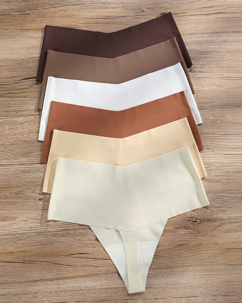 Mid-Waist Seamless Non-Pinch Ice Silk Breathable Thong Underwear-Curvy-Faja