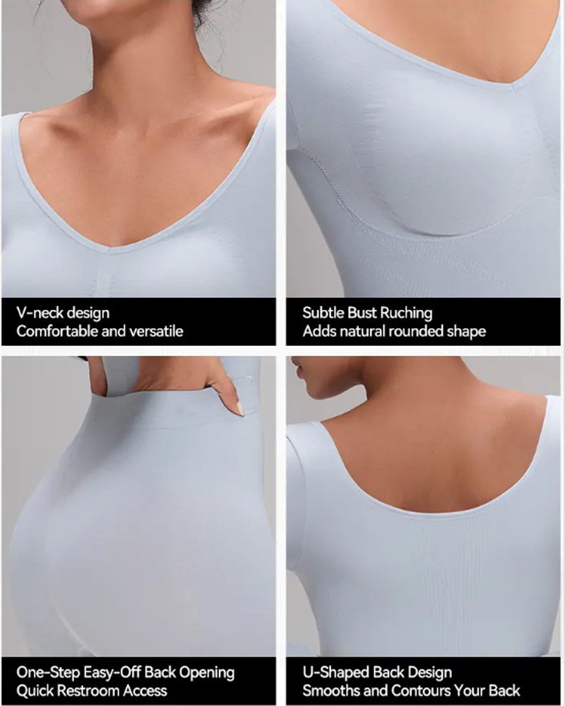 Easy Off Long Sleeve Full Body Shaping Tummy Control Butt Lifting Bodysuit（Pre-Sale）