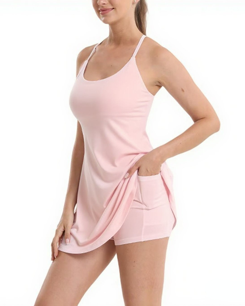 Easy Peezy Backless Sports Dress With Pockets