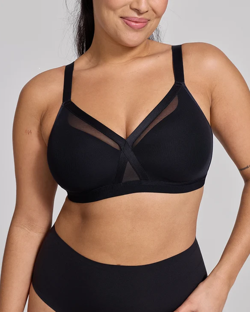 Plus Size Mesh Splice Wire‑Free Support Bra (Pre‑Sale)