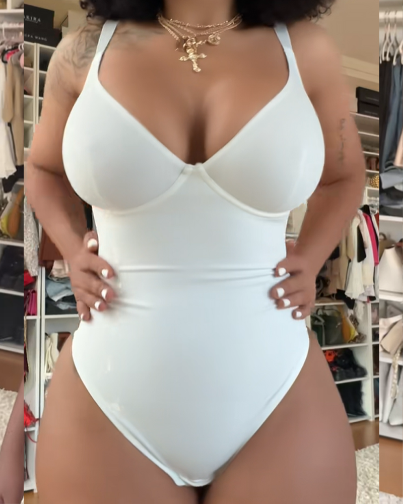 Deep V-Neck Bodysuit For Tummy Control Hip Lift And Shaping