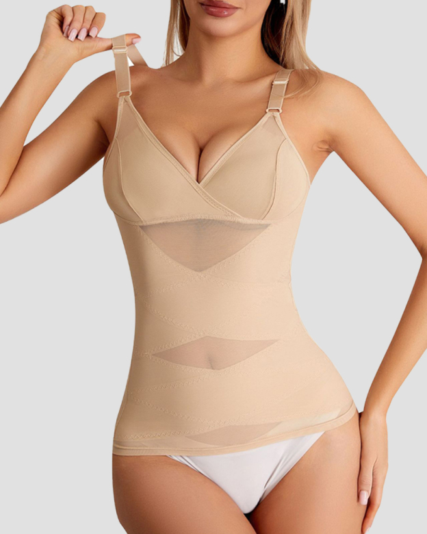 Women Tummy Control Shapewear Compression Tanks Cami Tops V-Neck Camisoles with Built in Bra-Curvy-Faja