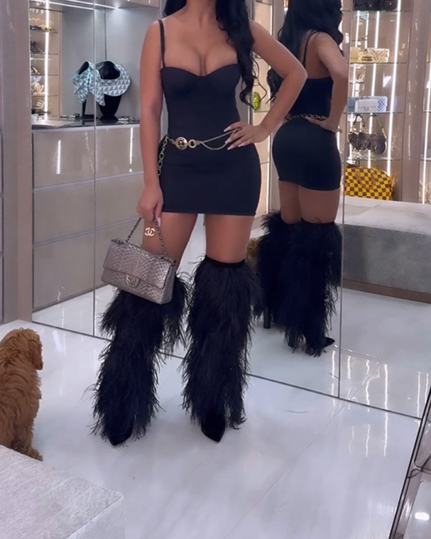 Solid Color Suspender Shaping Skirt