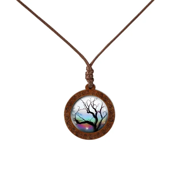 Wood Life Tree time gem Glass Pendant Necklace-Curvy-Faja
