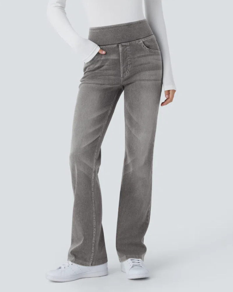 High-Waisted Straight-Leg Stretch Jeans-Curvy-Faja