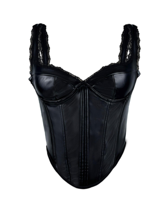 Leather Lace Camisole Corset-Curvy-Faja