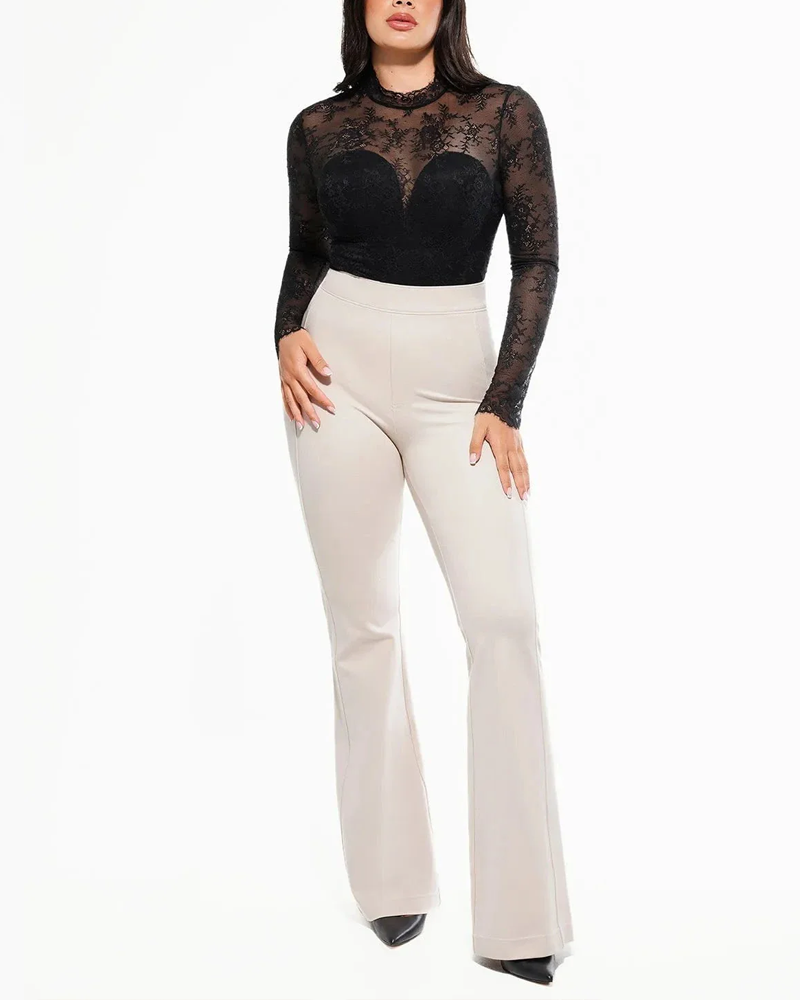 Deep V Neck See Through Lace High Neck Bodysuit With Built In Bra (Pre-Sale)