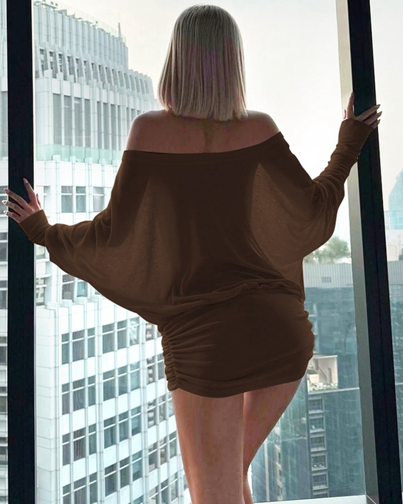 Off-The-Shoulder Ruched Bodycon Dress