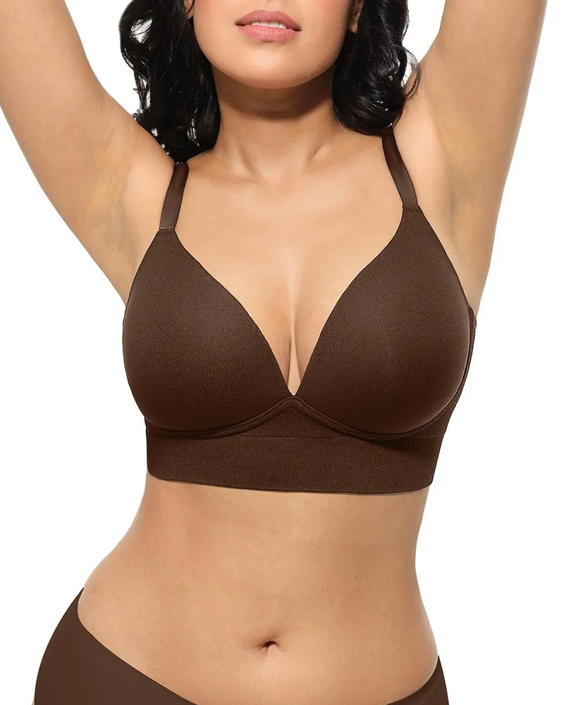 Wire-Free Plunge V-Neck Seamless Longline Support Bra(Pre-Sale)