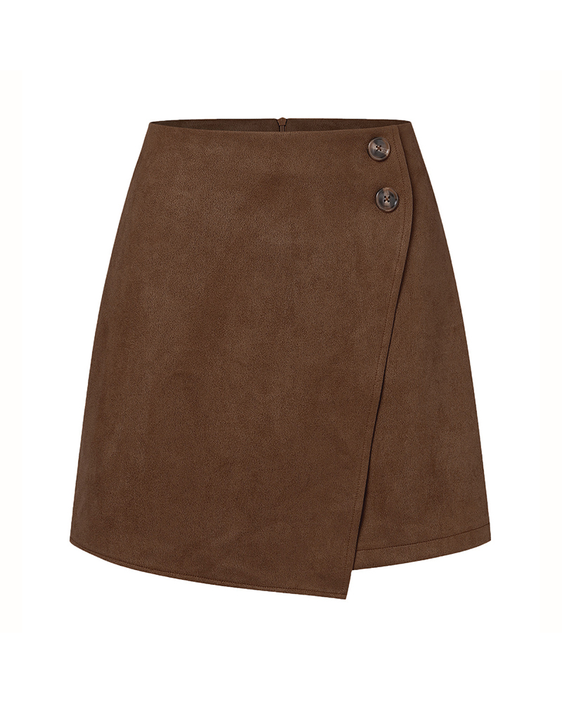 Autumn And Winter Suede Irregular Skirt
