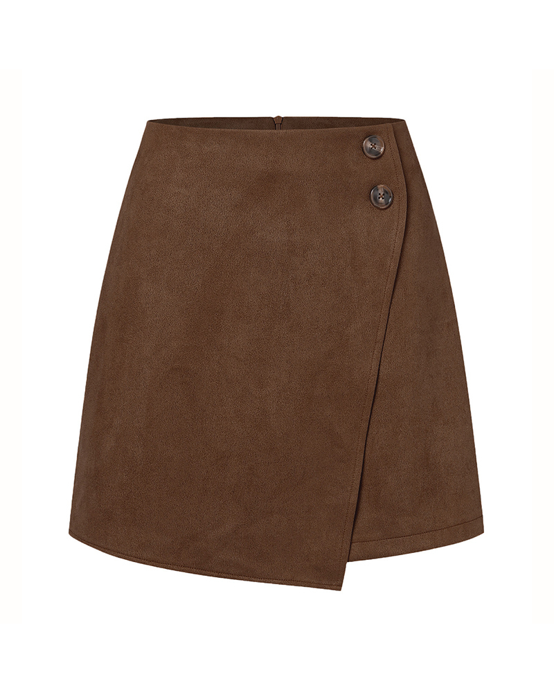 Autumn And Winter Suede Irregular Skirt