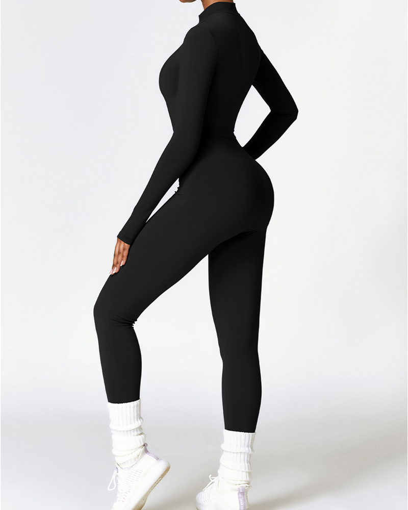 Tight Fleece Yoga Jumpsuit-Curvy-Faja