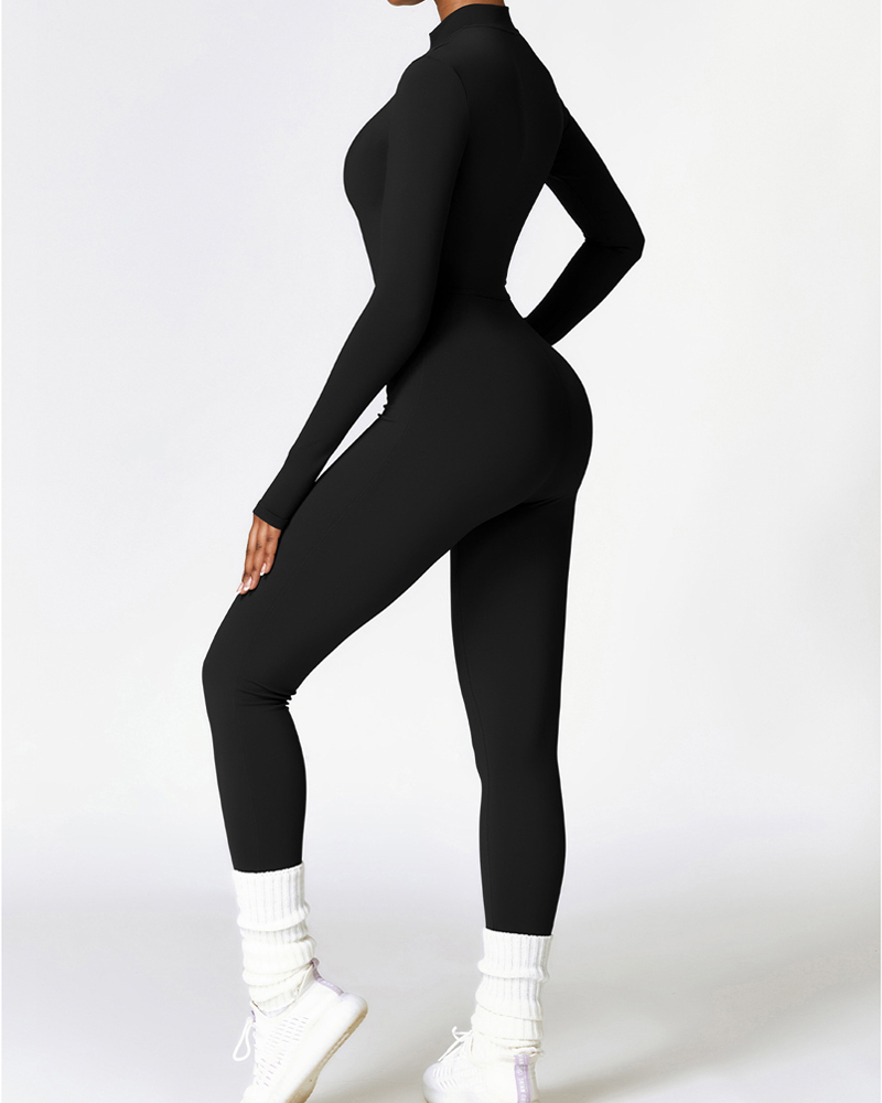 Tight Fleece Yoga Jumpsuit-Curvy-Faja