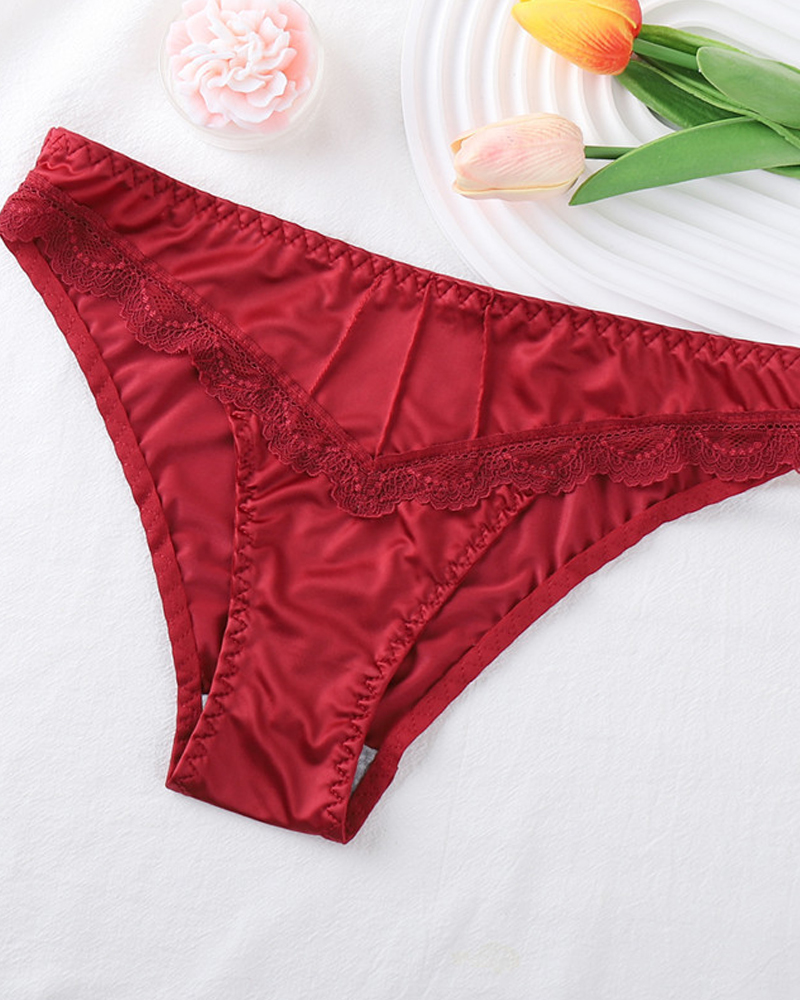 One-Piece Satin Seamless Cotton Crotch Briefs-Curvy-Faja