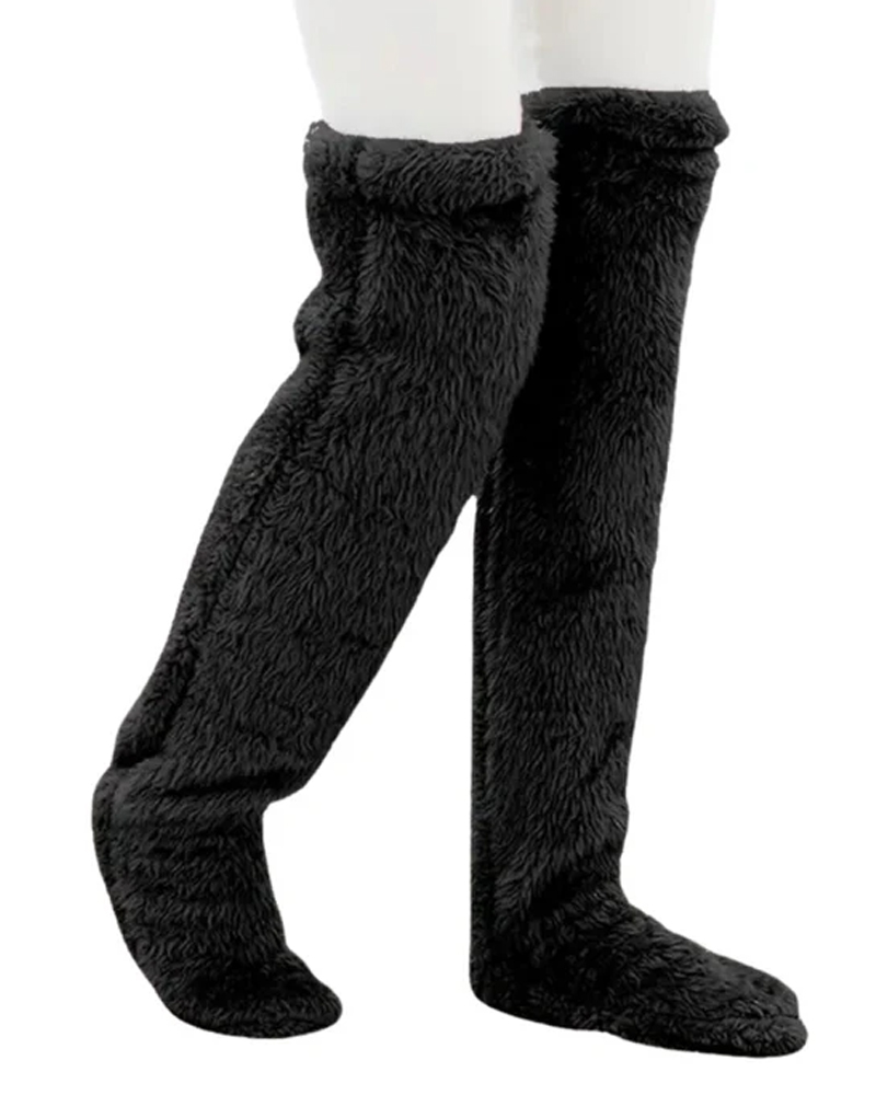 Fuzzy Legs Sock Slippers-Curvy-Faja