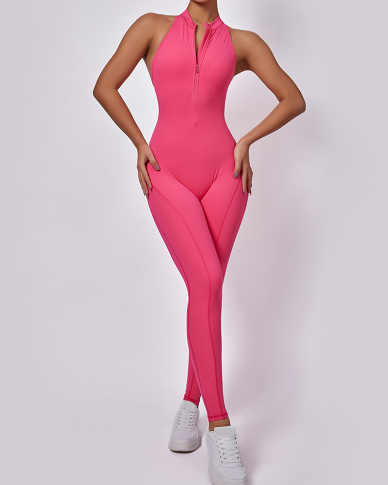 Zip Front Sleeveless Jumpsuit