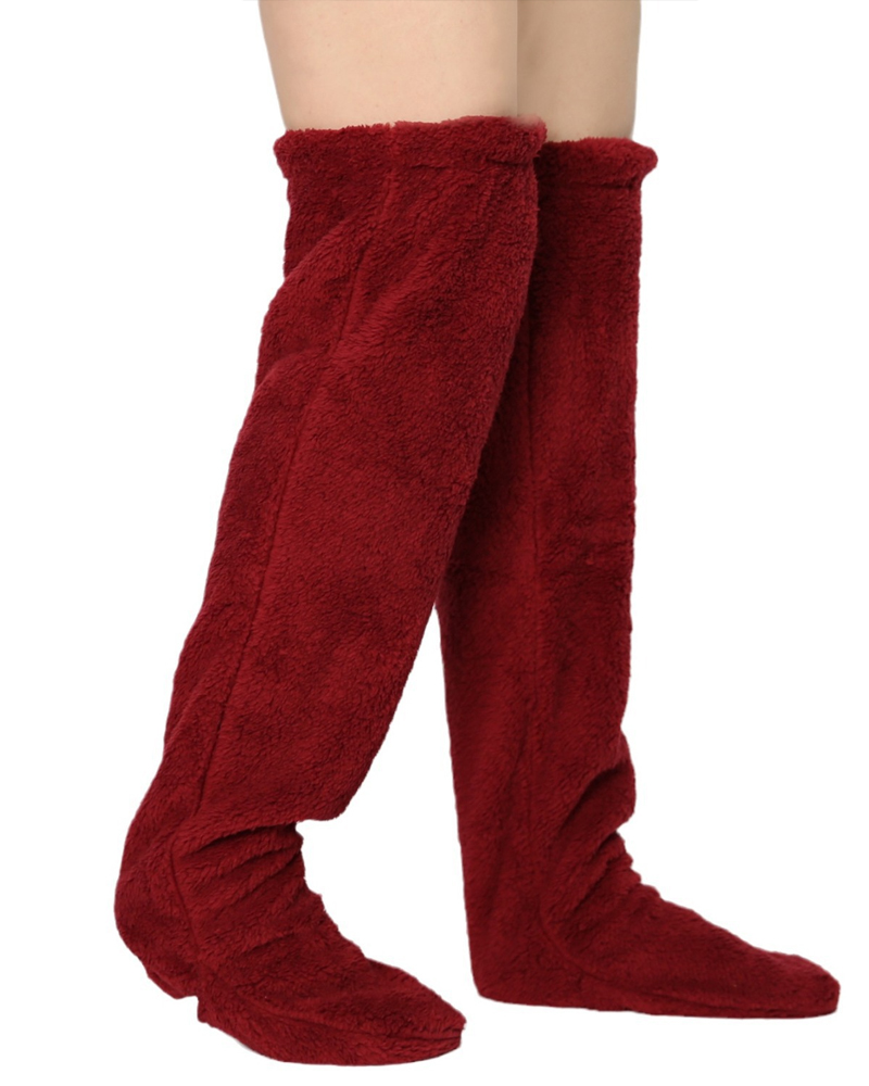 Fuzzy Legs Sock Slippers-Curvy-Faja