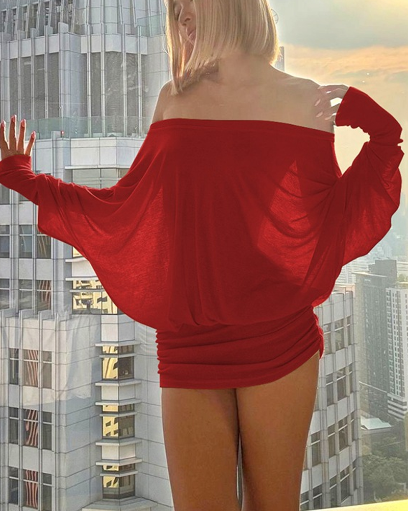 Off-The-Shoulder Ruched Bodycon Dress