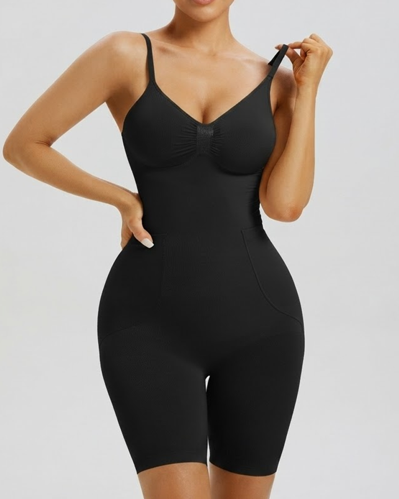 Thin Adjustable Straps Easy Open Crotch Shapewear Bodysuit, Tummy Control Butt Lifting（Pre-Sale）