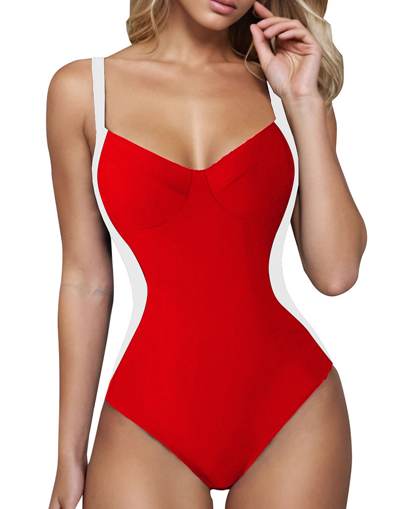 Underwire Support Push-Up Design Back Tie-Up One-Piece Swimsuit