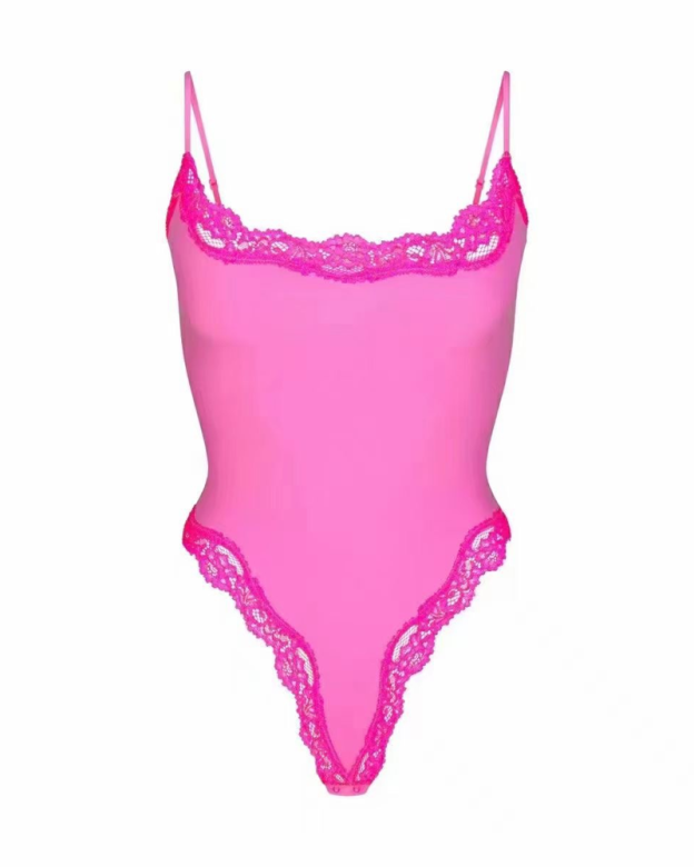 Sexy Halter-Neck Lace Bodysuit-Curvy-Faja