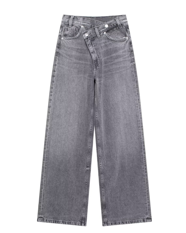 Double-Breasted High-Rise Wide-Leg Jeans-Curvy-Faja