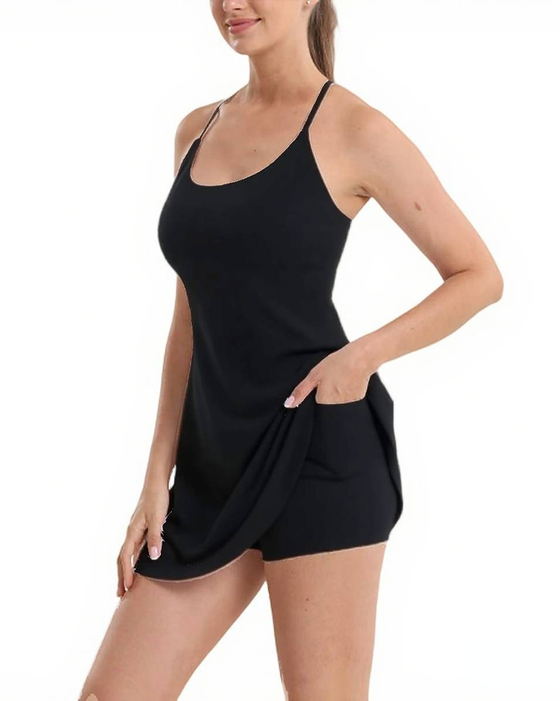 Easy Peezy Backless Sports Dress With Pockets