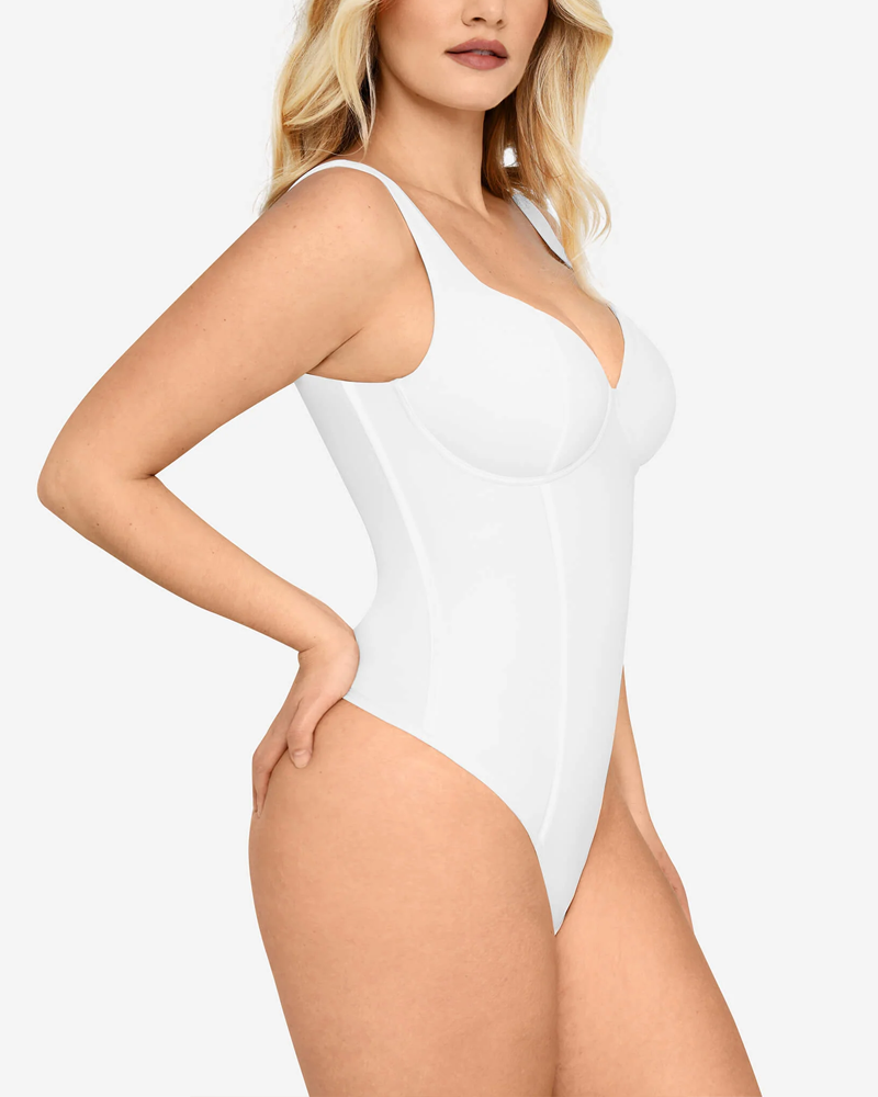 Wide Strap V Neck Bodysuit With Concealed Snaps At The Crotch (Pre-Sale)