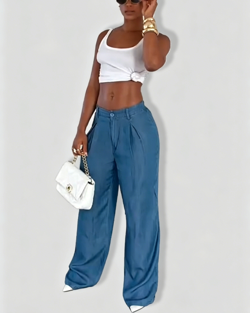 High-Waisted Pleated Wide-Leg Casual Pants（Pre-Sale）