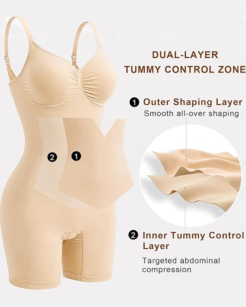 Seamless Bodysuit with Abdomen Control Panel for Tummy Shaping（Pre-Sale）