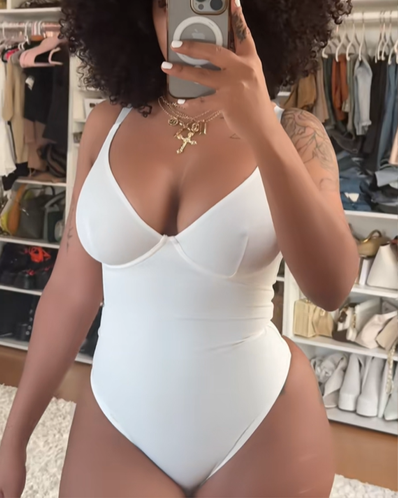 Deep V-Neck Bodysuit For Tummy Control Hip Lift And Shaping