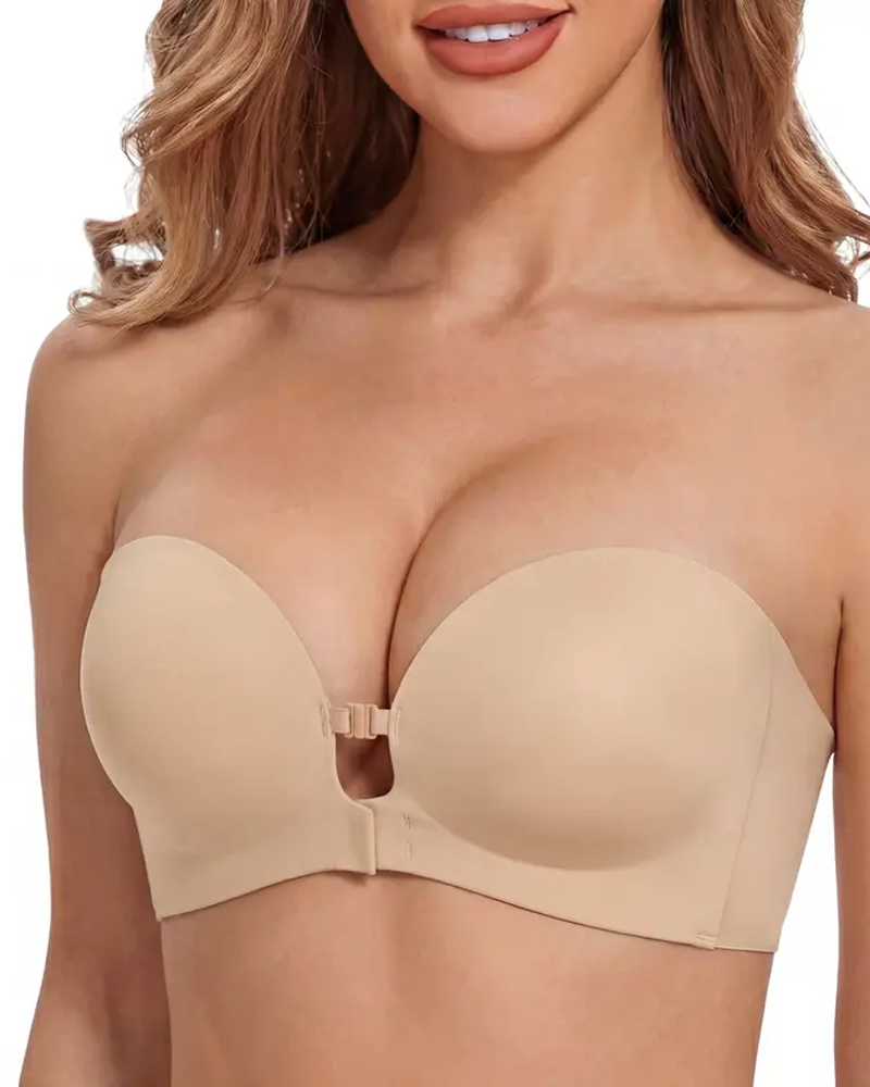 Jelly Front Closure Push Up Wireless Thick Padded Bra