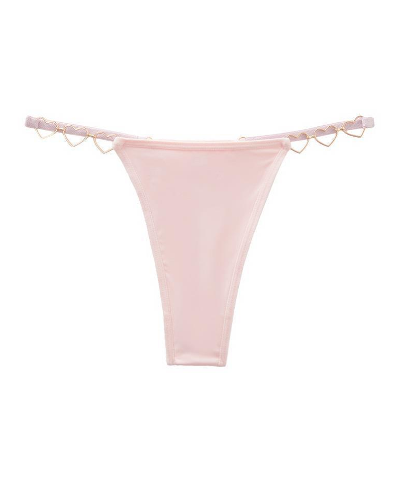 Heart-Shaped Metal-Embellished Low-Rise Comfort Underwear