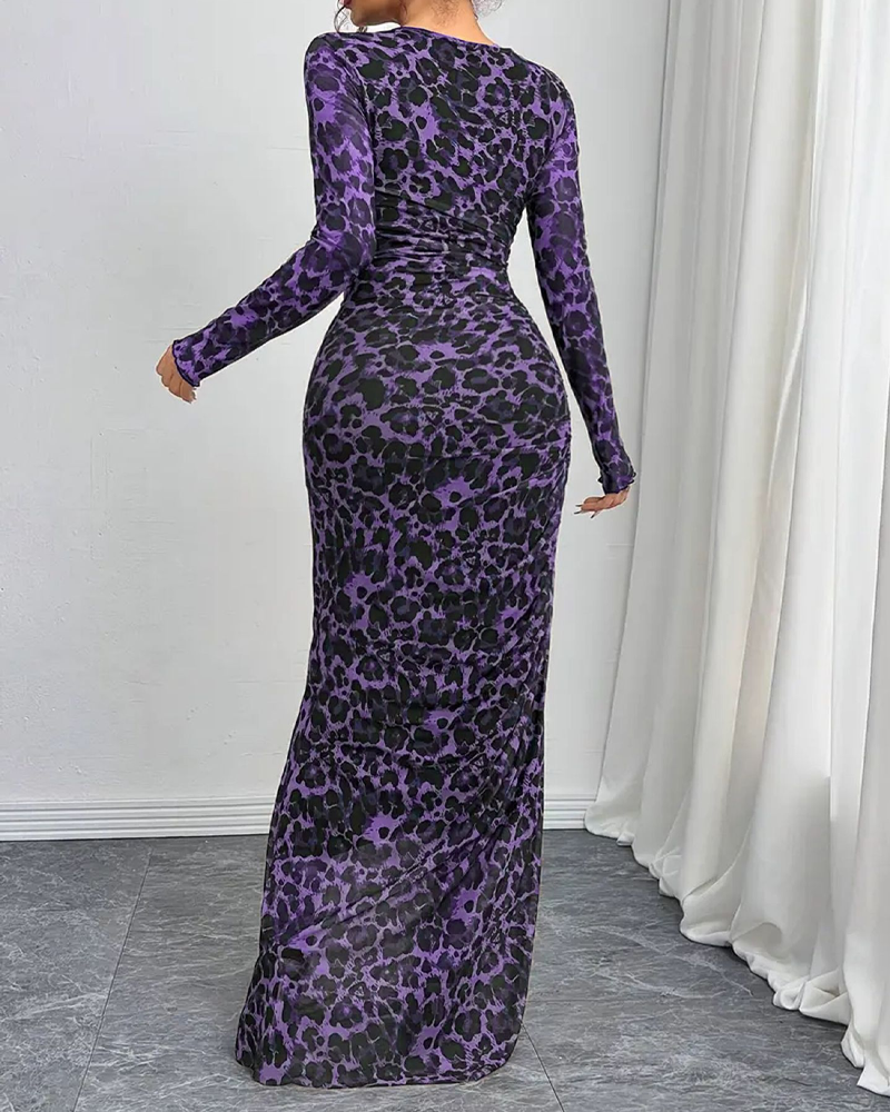 Sexy Mesh Fitted Long-Sleeved Dress