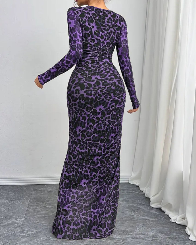 Sexy Mesh Fitted Long-Sleeved Dress