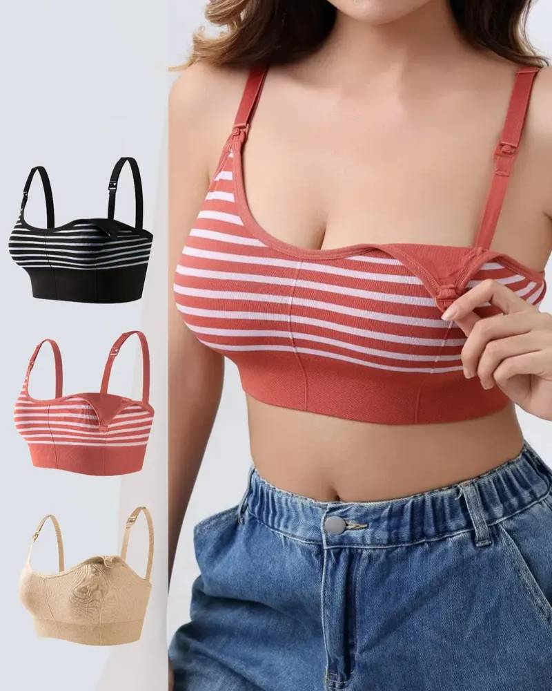 Adjustable Shoulder Straps Seamless Double-Layer Soft Support Nursing Bra