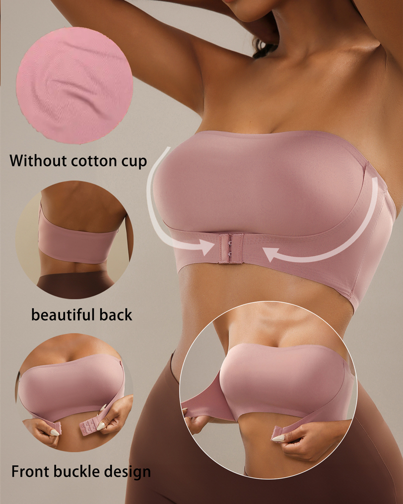 Strapless Front-Fastening Push-Up Wire-Free Bra