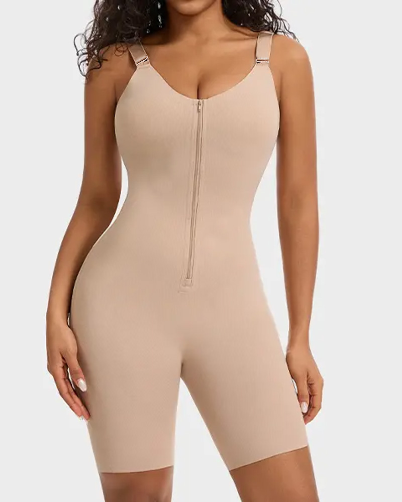 Back-Release Front Zipper Full Body Shaper