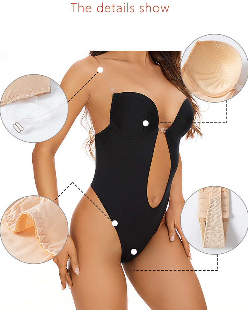 Invisible Shoulder Strap Push-Up Bodysuit