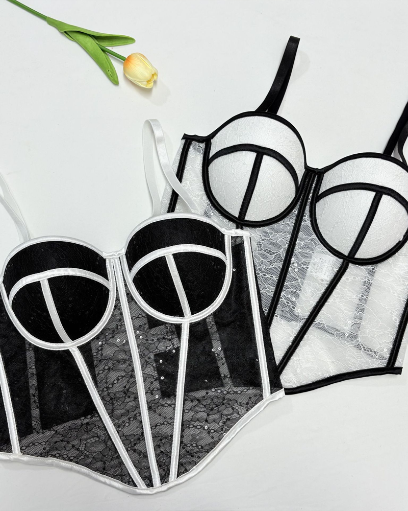 Sparkling Color-Blocked Lace Camisole