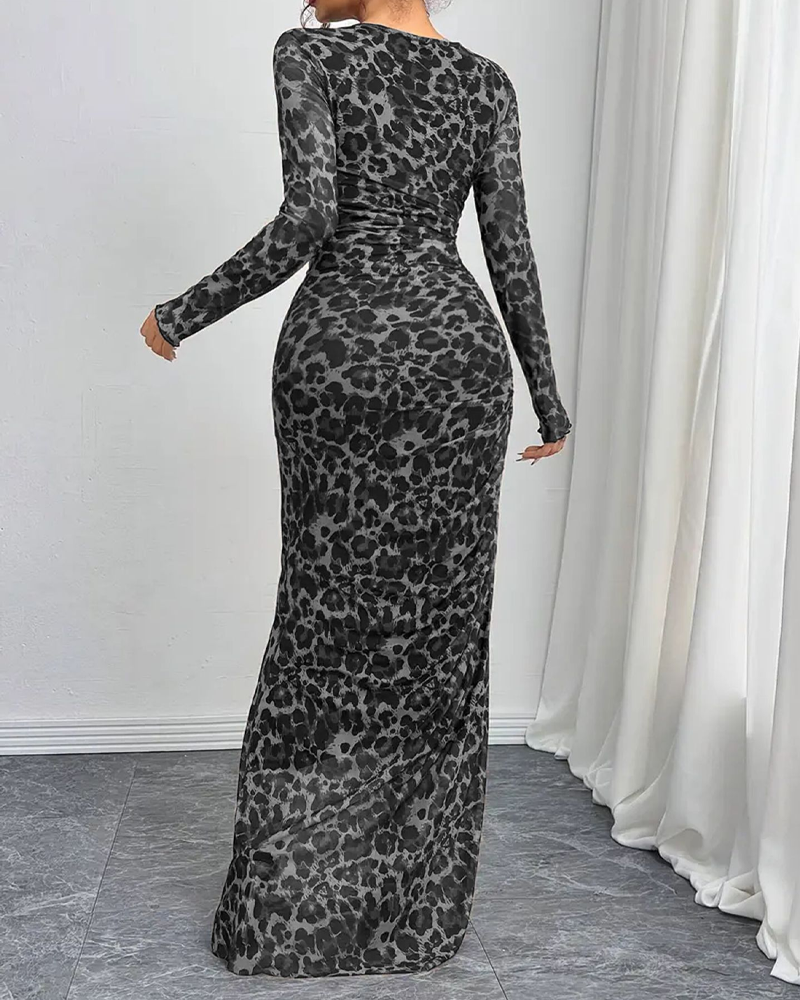 Sexy Mesh Fitted Long-Sleeved Dress