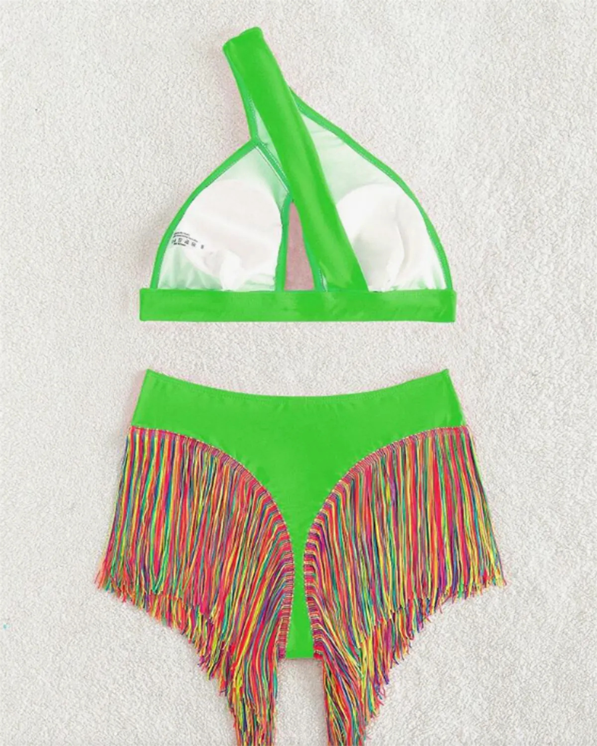 Women's Solid Color Fringe Hem Bikini-Curvy-Faja