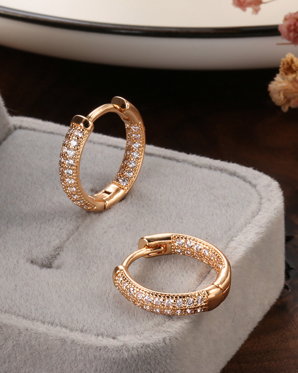 Exaggerated Double Row Sparkling Zircon Earrings-Curvy-Faja