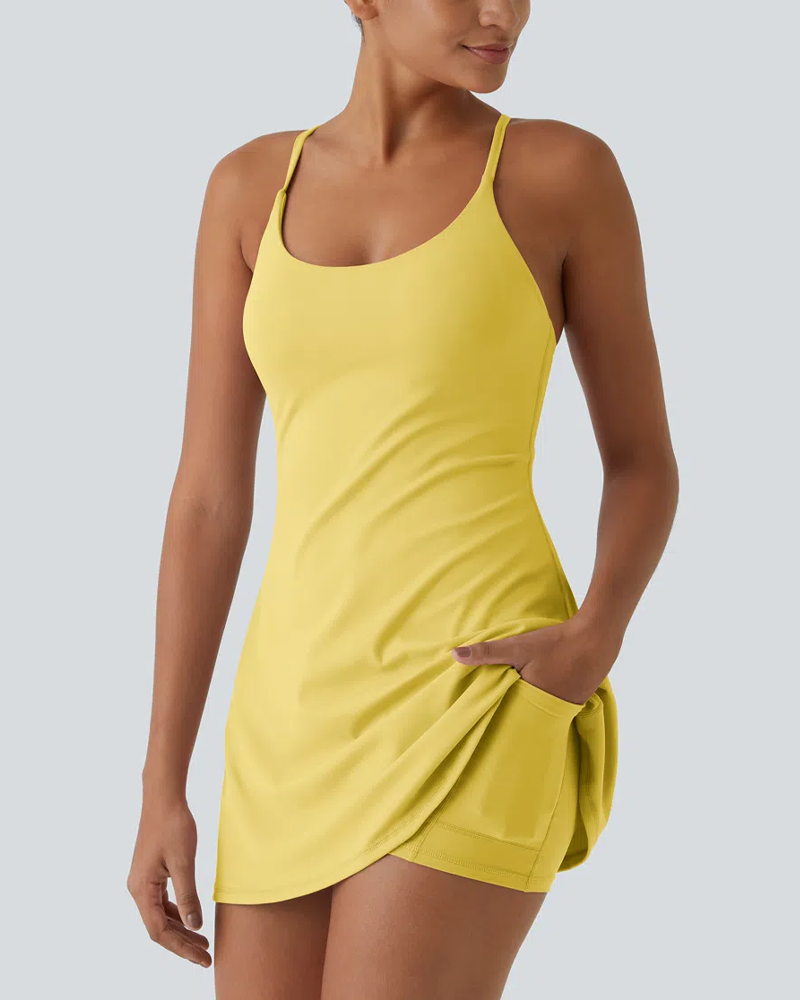 Easy Peezy Backless Sports Dress With Pockets