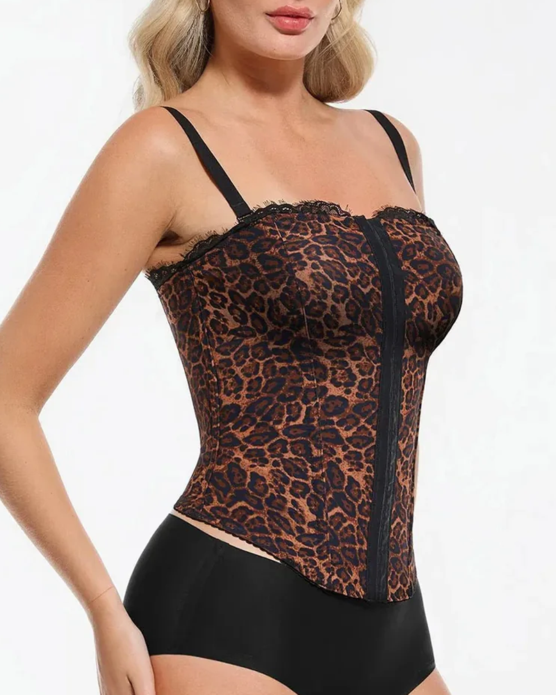 Detachable Strap Leopard Print Shaping Corset Top（Pre-Sale）