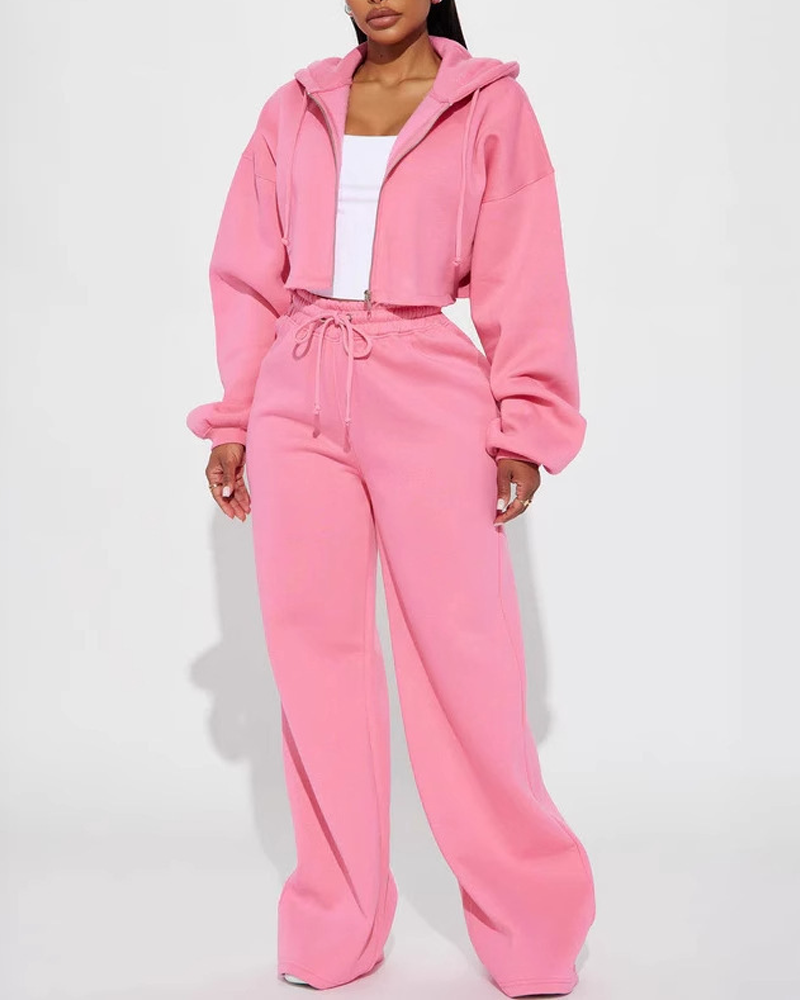 Fleece Fashion Long-Sleeved Sports Casual Sweatshirt Set